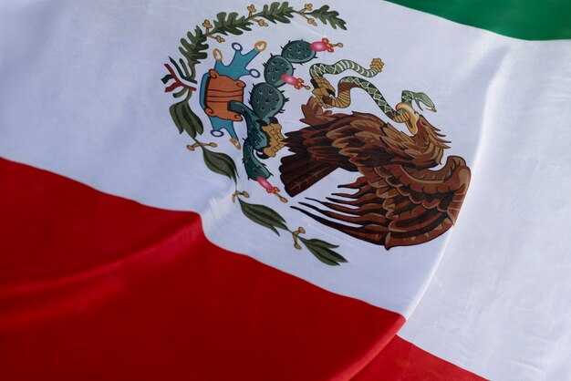 Top view mexican flag close up