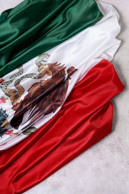 Top view mexican flag on floor