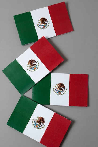 Top view mexican flags arrangement