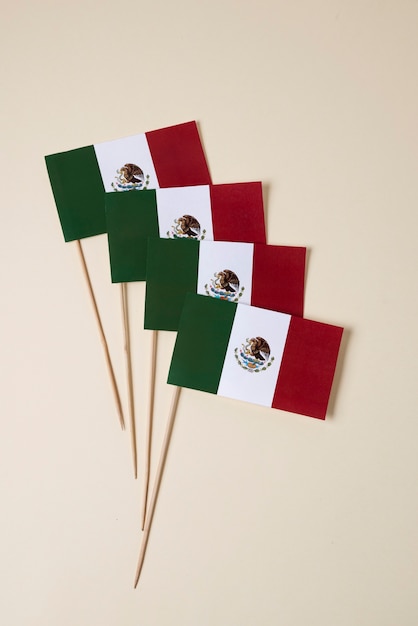 Top view mexican flags arrangement