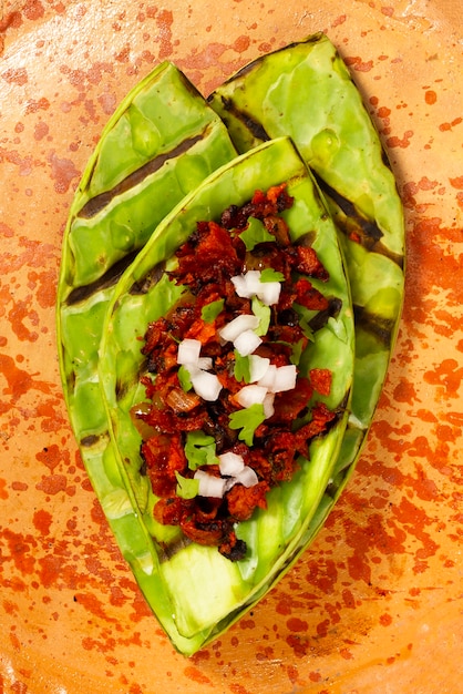 상위 뷰 멕시코 전통 요리