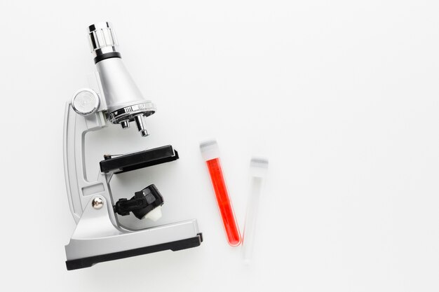 Top view microscope and test tubes