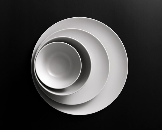 Top view of minimal dishes set