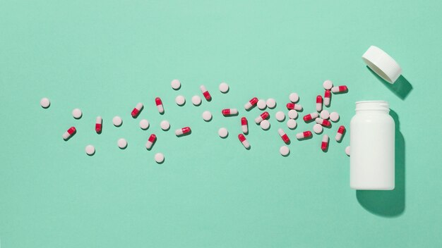 Top view minimal medicinal pills assortment
