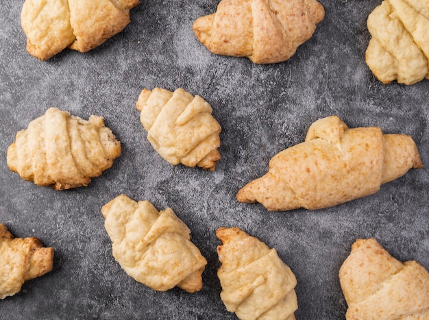 Top view mixture of croissants on the table