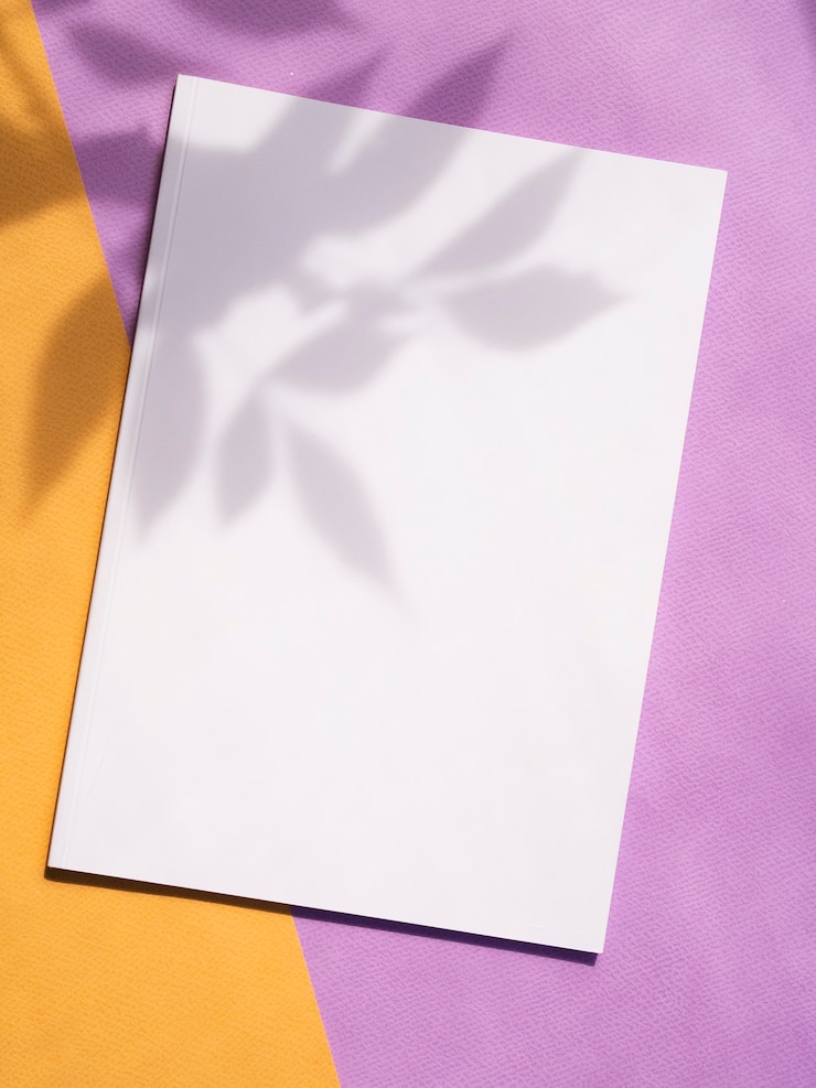 Free Photo top view mock-up magazine with colourful background