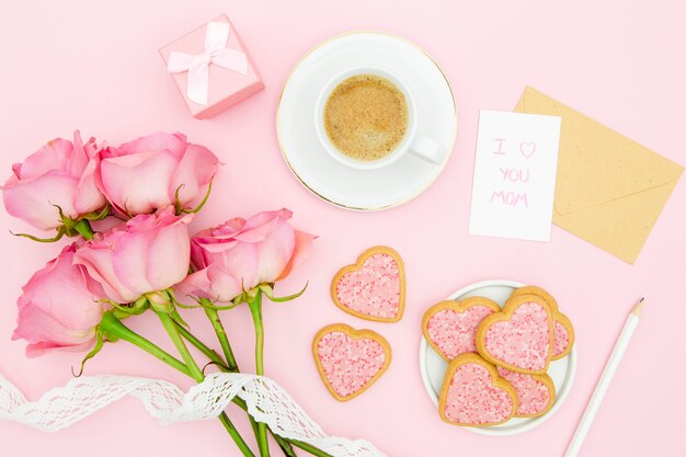 top view of mother's day concept