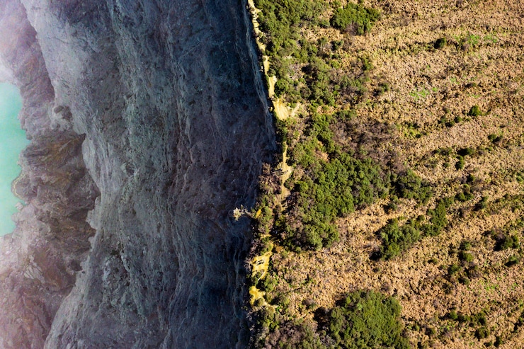 Free Photo top view of mountainous landscape