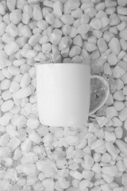 Top view over mug floating on water