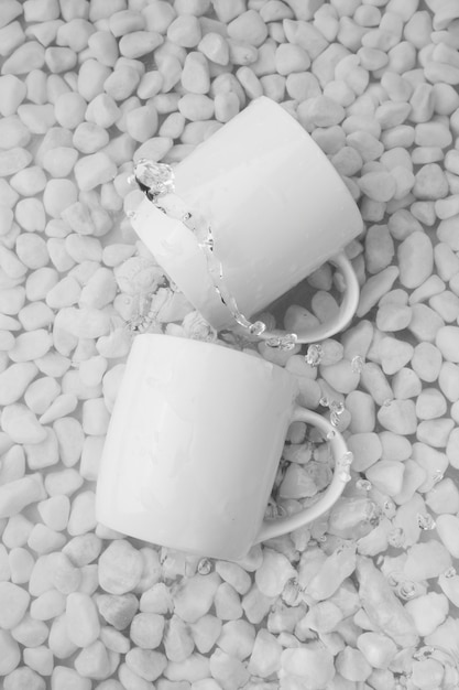 Top view over mug floating on water