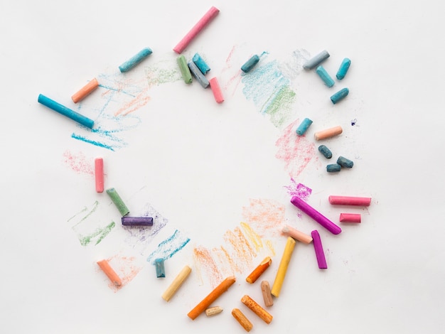 Free photo top view of multicolored chalk