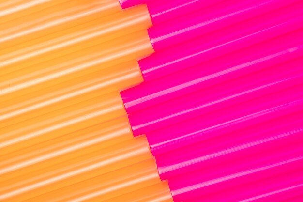 Top view multicolored drinking straws