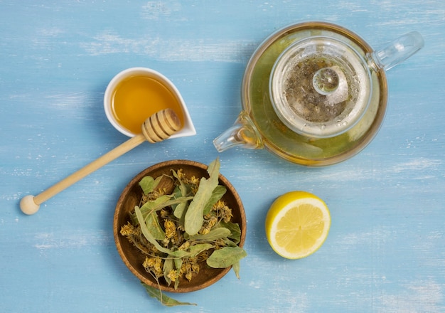 Top view of natural medicinal spices and herbs