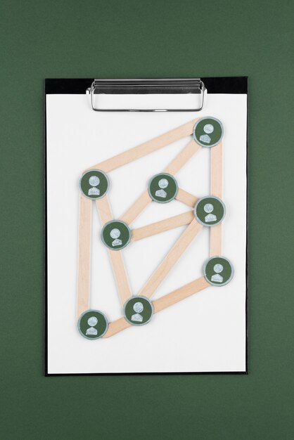 Top view network concept with sticks