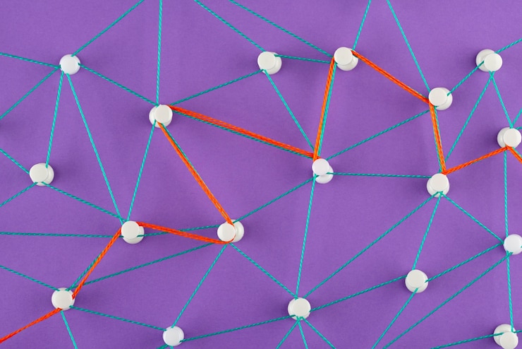 Free Photo top view network concept with thread