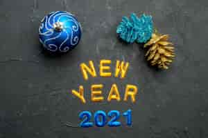 Free photo top view new year 2021 writing