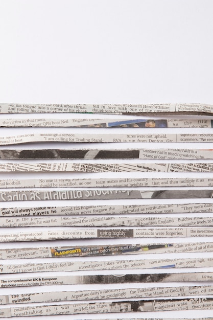 top view newspaper strips assortment