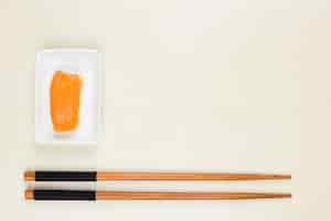 Free photo top view of nigiri salmon