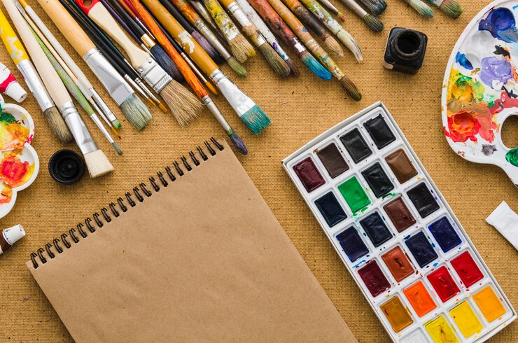 無料Photo 絵画要素に囲まれた平面図ノート