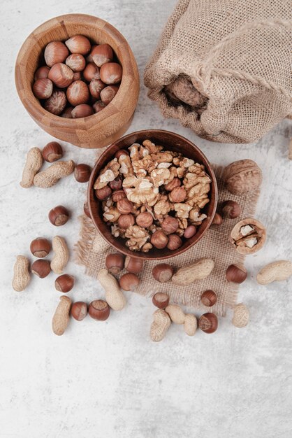 Top view of nuts arrangement