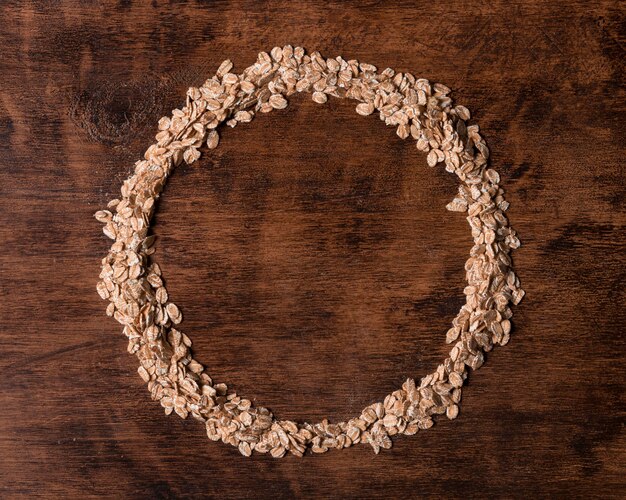 Top view oatmeal circular frame