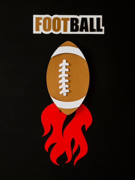 Бесплатное фото Вид сверху американского футбола с огнем