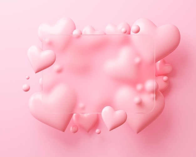 Бесплатное фото Вид сверху на множество розовых сердечек