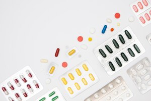 top view of variety of pills in foils