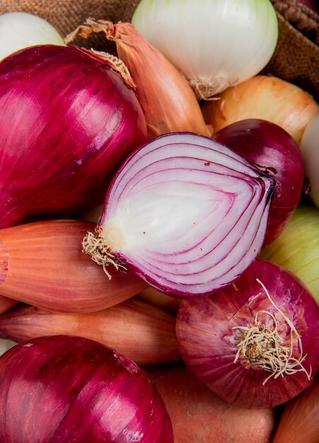 Top view of onions for surface uses