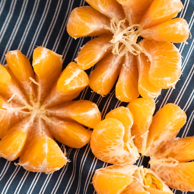 Free photo top view of oranges