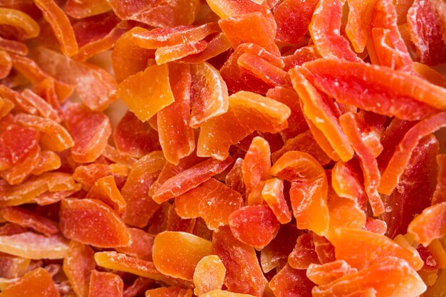 Top view organic dried fruit background
