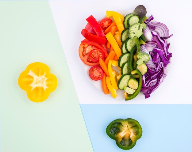 Top view organic selection of vegetables