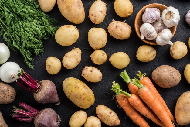 Top view organic vegetables