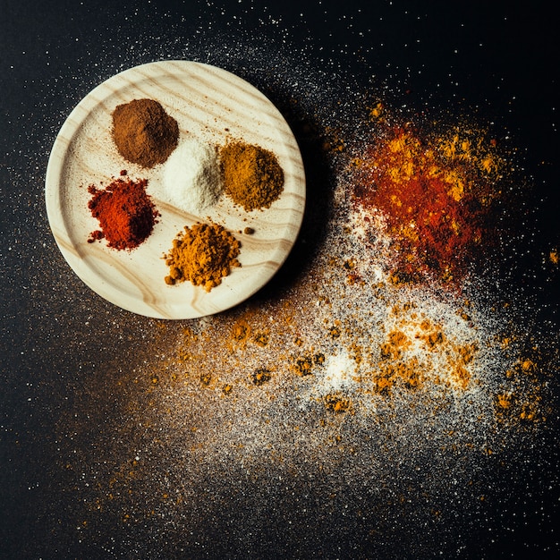 Top view of oriental spices