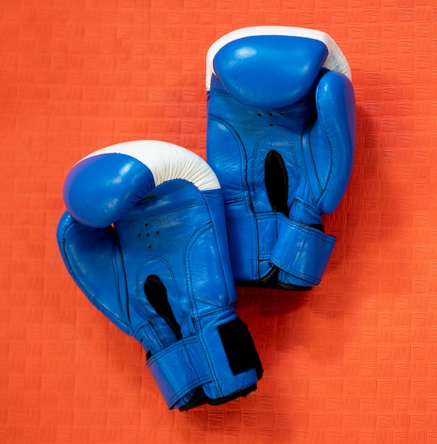 Вид сверху пары боксерских перчаток