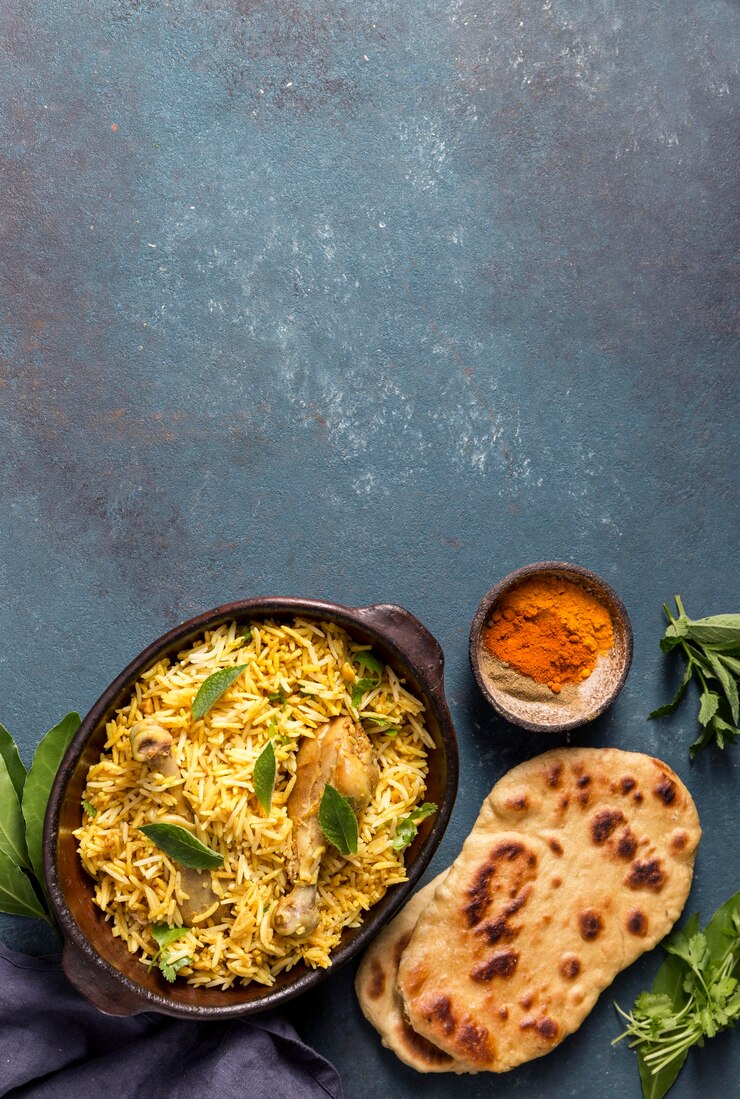 Free Photo top view pakistan meal composition with copy space