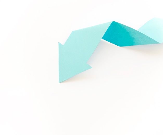 Top view of paper arrow with copy space