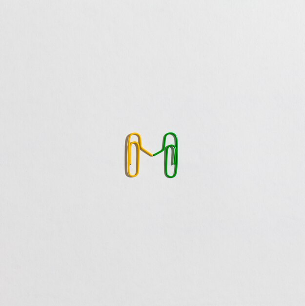 Top view paper clips on white background