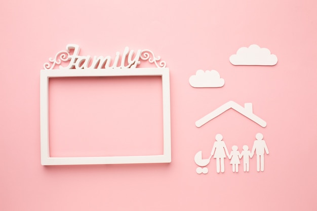 Top view paper cut family with frame concept