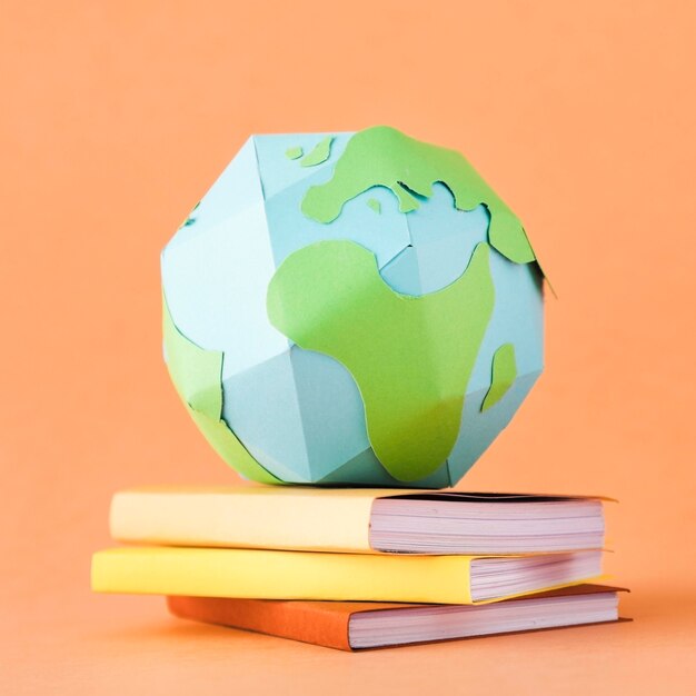 Top view of paper earth concept