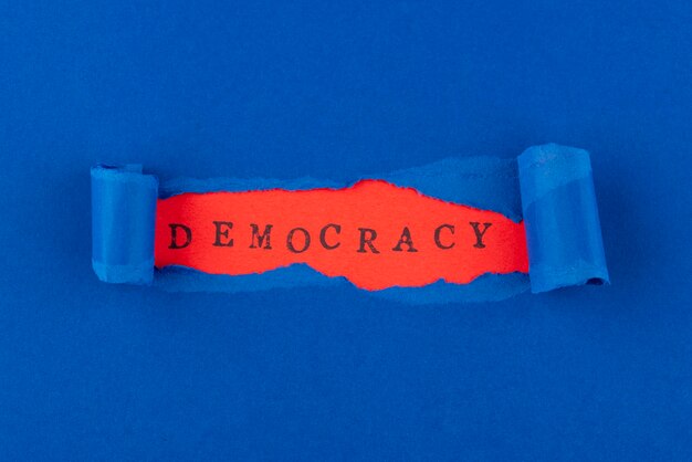 Top view paper style democracy composition