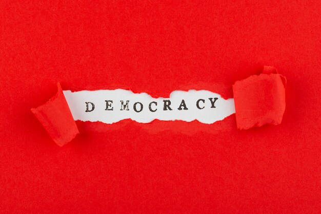 Top view paper style democracy composition