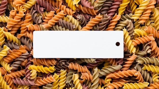 Top view pasta arrangement with paper