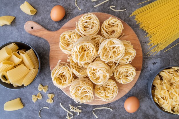 Top view pasta variety