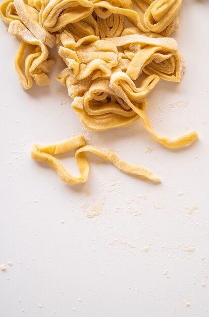 Top view pasta with copy-space