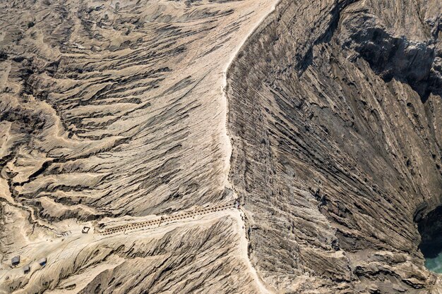 Top view of a path in the mountains