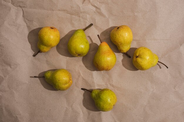 Top view pears arrangement