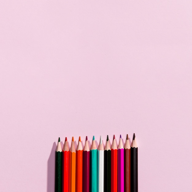 Top view of pencils with copyspace