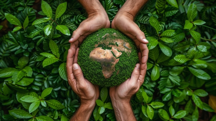 Free Photo top view on people caring for mother nature