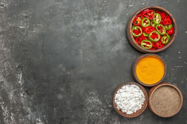 Free photo top view of pepper salad with different spices